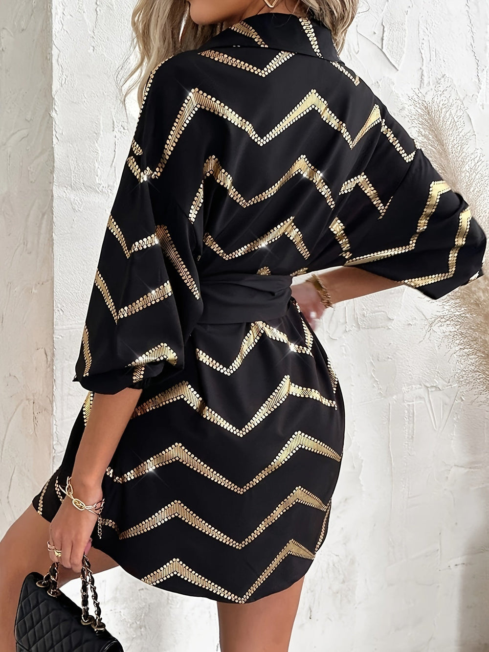 Levoire | Rento Mini Robe Avec Motif Chevron Et Bouton Devant