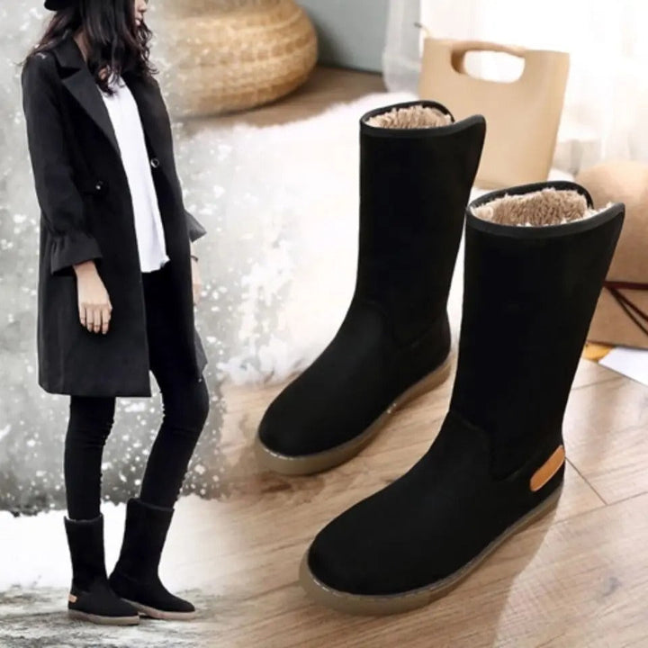 Levoire | Bottes D'Hiver Chaudes À Talon Plat Noir