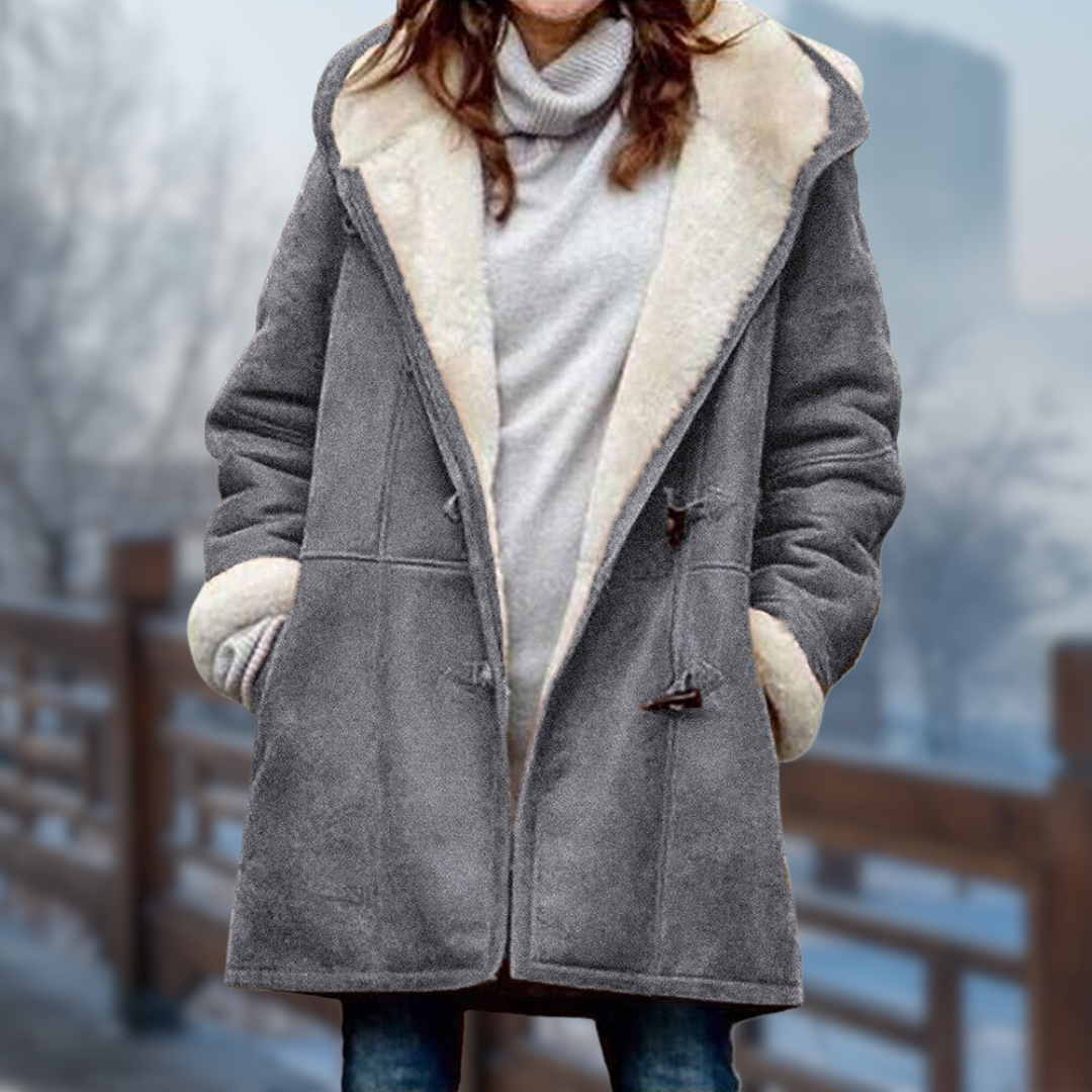 Levoire | Veste Polaire Longue Douce Et Confortable Pour Femmes Avec Capuche Gris