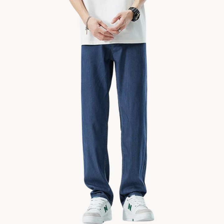 Levoire | Pantalons À Jambes Droites Léger Et Respirant Coupe Décontractée Indigo-lavage