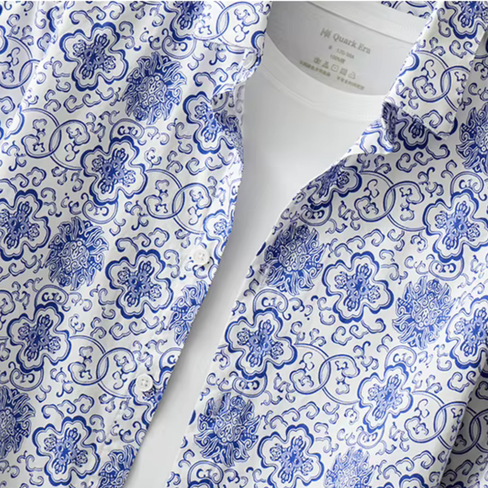 Levoire | Chemise Élégante Pour Hommes Avec Motifs Méditerranéens