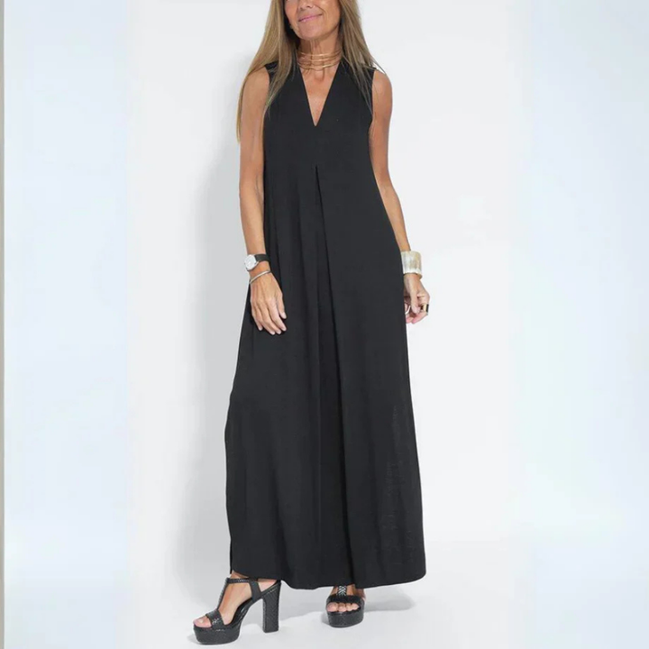 Levoire | Robe maxi minimaliste pour des soirées d'été détendues Noir