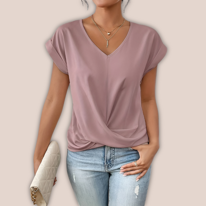 Levoire | T-Shirt D'Été Confortable À Encolure En V Rosa