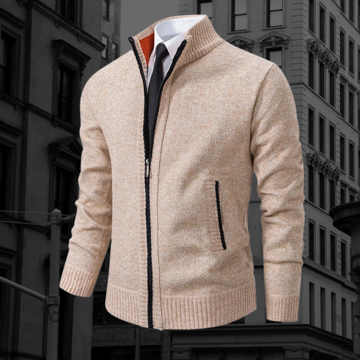 Levoire | Premium Col Roulé Cardigan Pour Hommes Beige