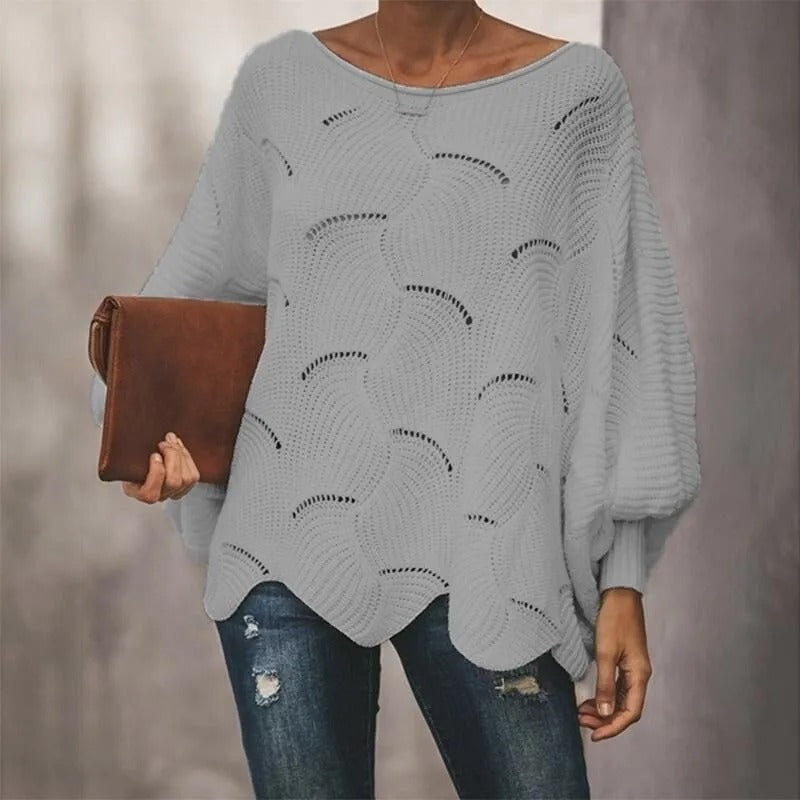 Levoire | Pull Long À Manches Crochet Gris
