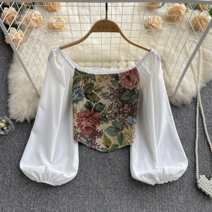 Levoire | Top coupe-palloklippa avec dentelle dans le style rétro Blanc Une taille