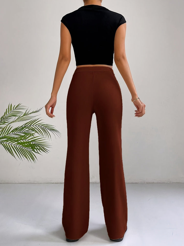 Levoire | Pantalons Droits À Taille Haute Confortables Avec Bouton