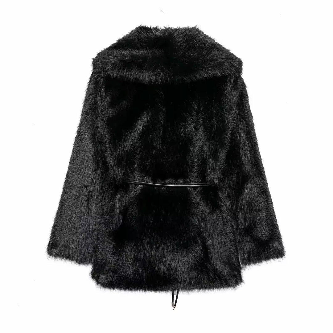 Levoire | Manteau En Fausse Fourrure Luxueux Avec Ceinture