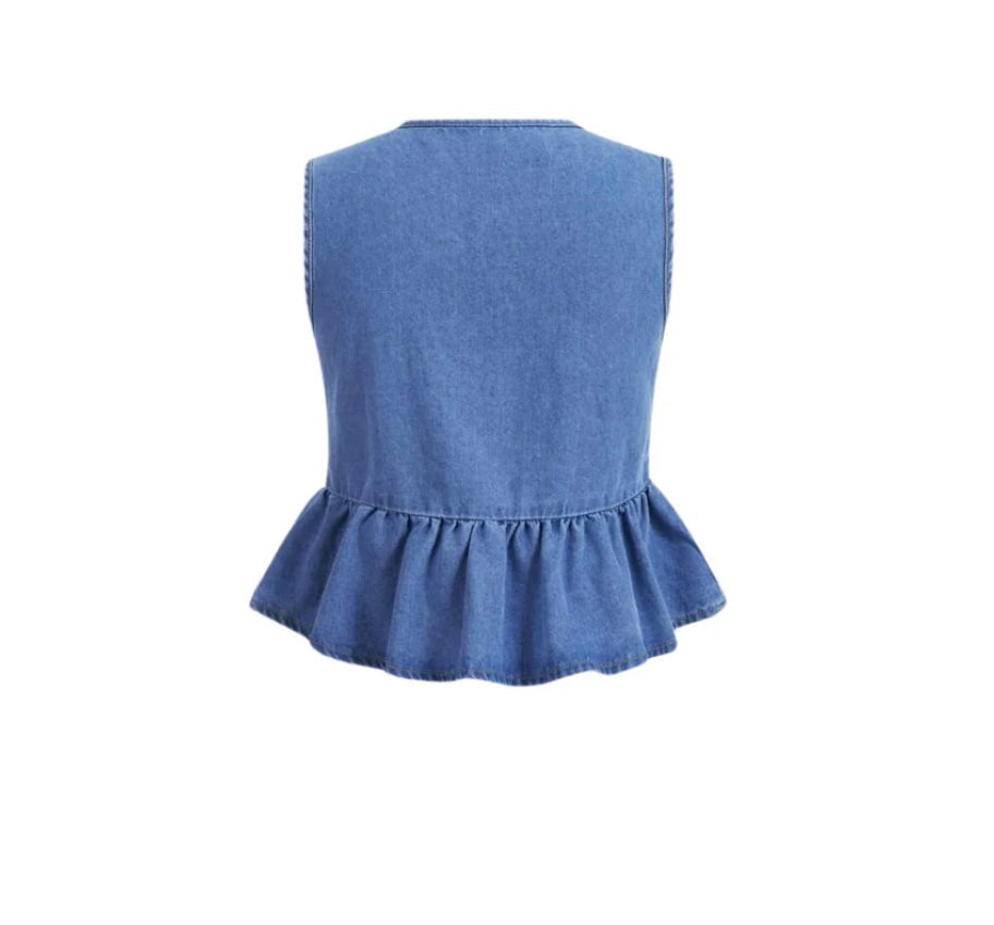 Levoire | Top En Jean Court Avec Nœuds Tendance & Féminin