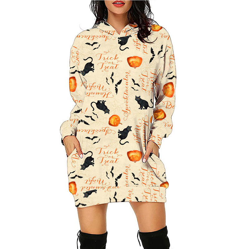 Levoire | Imprimé Halloween sweat à capuche moyen avec manches longues Muster3