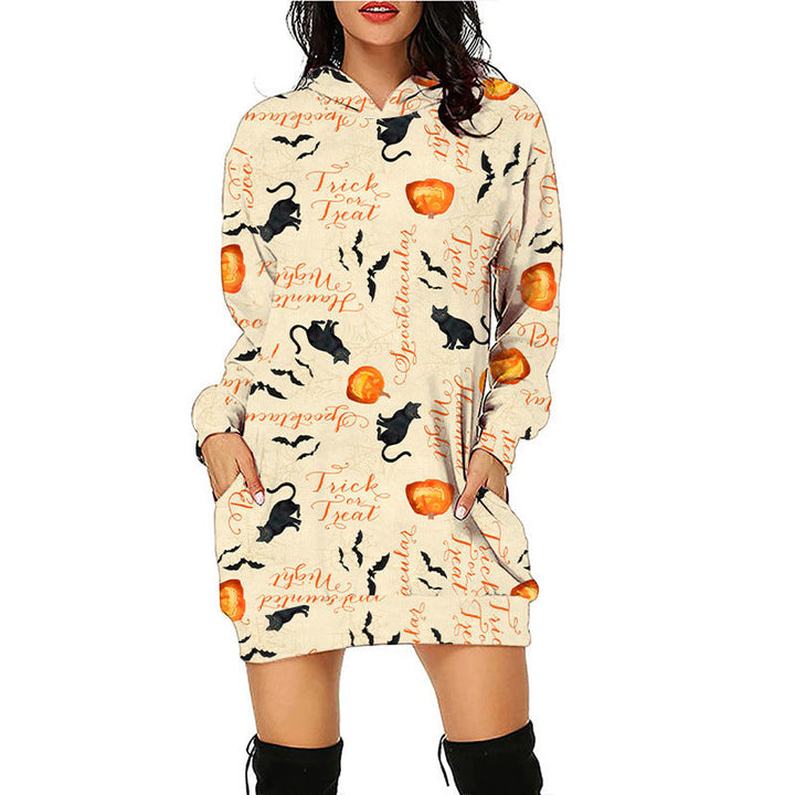 Levoire | Imprimé Halloween sweat à capuche moyen avec manches longues Muster3