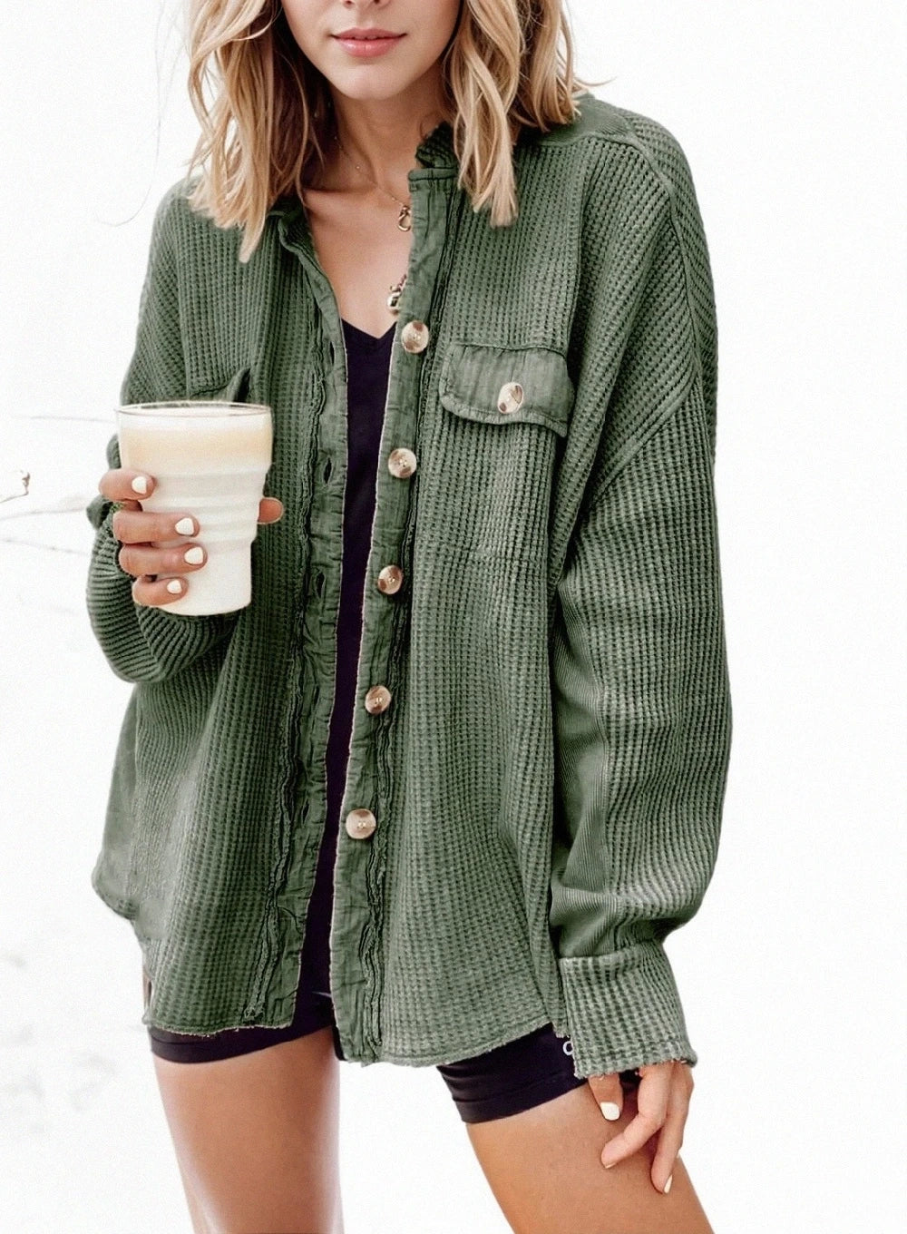 Levoire | Veste À Col Ajustable En Patchwork Chemise Irrégulière Pour Le Créateur De Tendances Moderne Vert