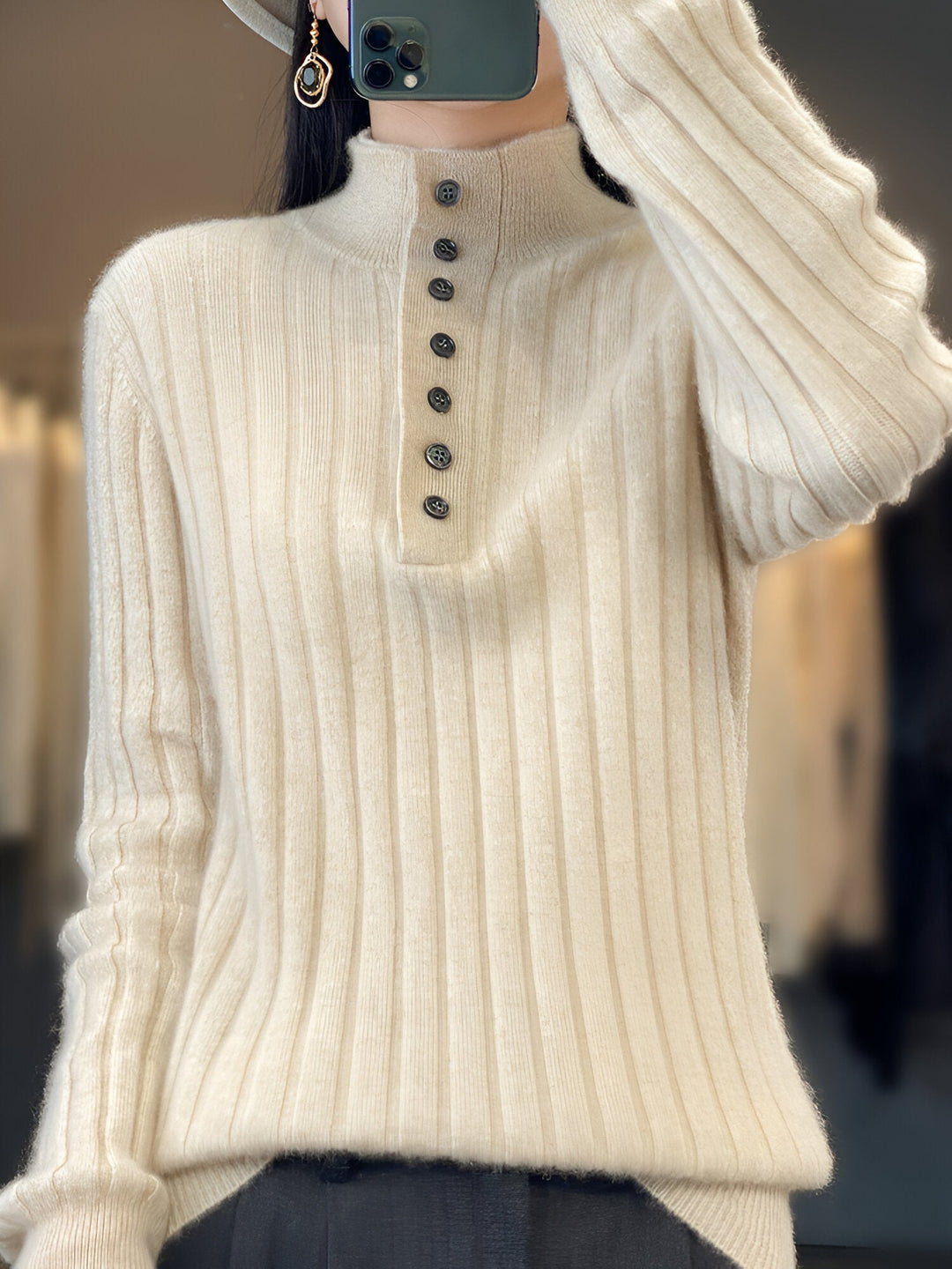 Levoire | Décontracté Pull À Col Rabattu Top En Tricot Pour Femmes