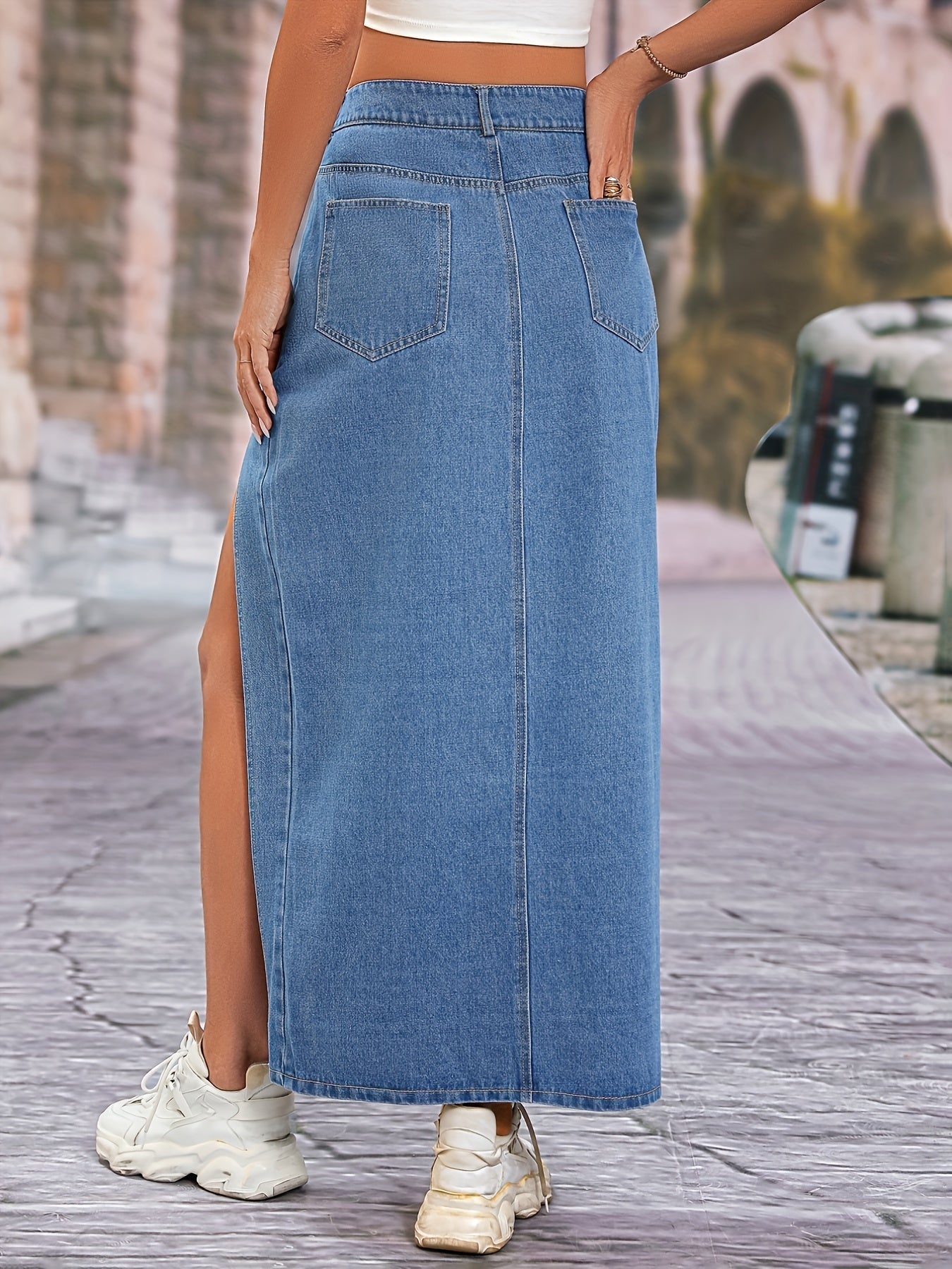 Levoire | Jupes En Jean Longue Tendance Avec Fente Haute