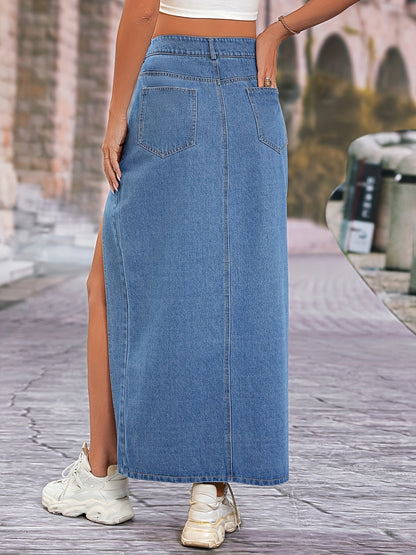 Levoire | Jupes En Jean Longue Tendance Avec Fente Haute