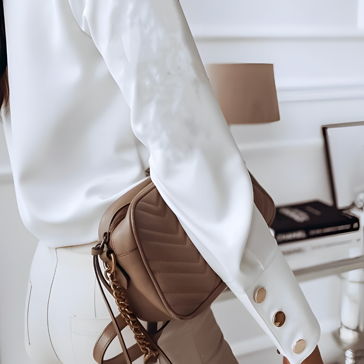 Levoire | Chic Chemise Longue À Manches Longues En Satin Boutonnée