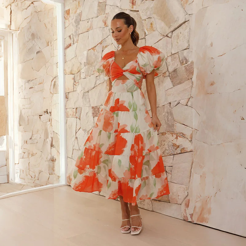 Levoire | Robe Longue Avec Un Motif Floral Raffiné