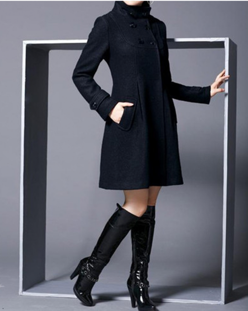 Levoire | Femmes Manteau Long Chaud Noir