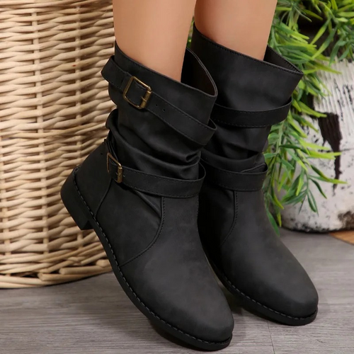 Levoire | Bottes Femme à Boucle Réglable Décontractées à Talon Bas