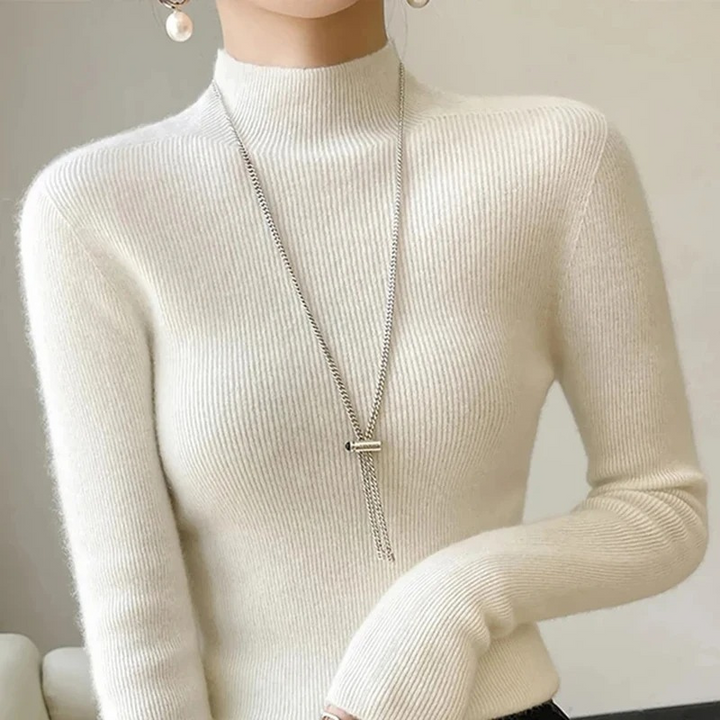 Levoire | Femme Haut Col Roulé Ribbitty Pull Doux Et Élégant Haut Col Roulé Femme Blanc