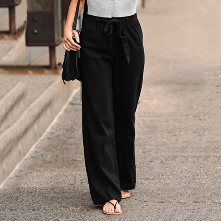 Levoire | Pantalon d'été en lin léger pour femmes Pantalon tendance pour femmes Noir