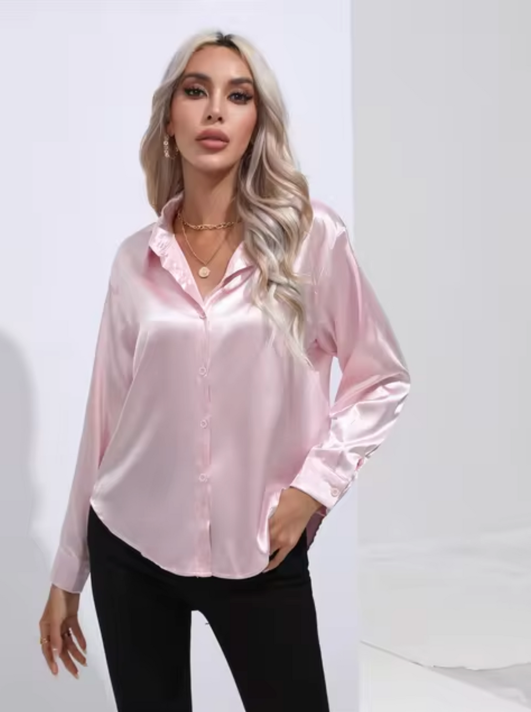 Levoire | Chemisier En Satin À Manches Longues Rosa