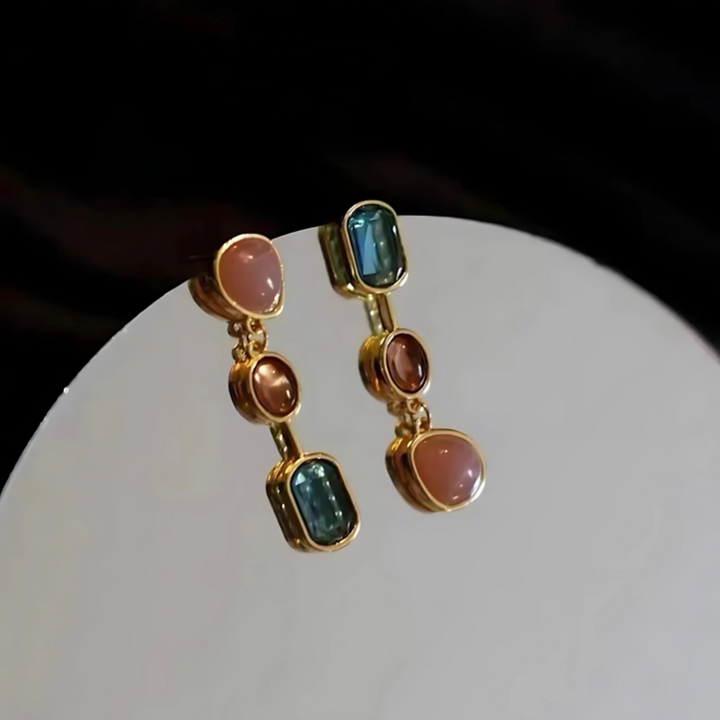 Levoire | Pendent Boucles D'Oreilles Avec Pierres Colorées Or 4cm