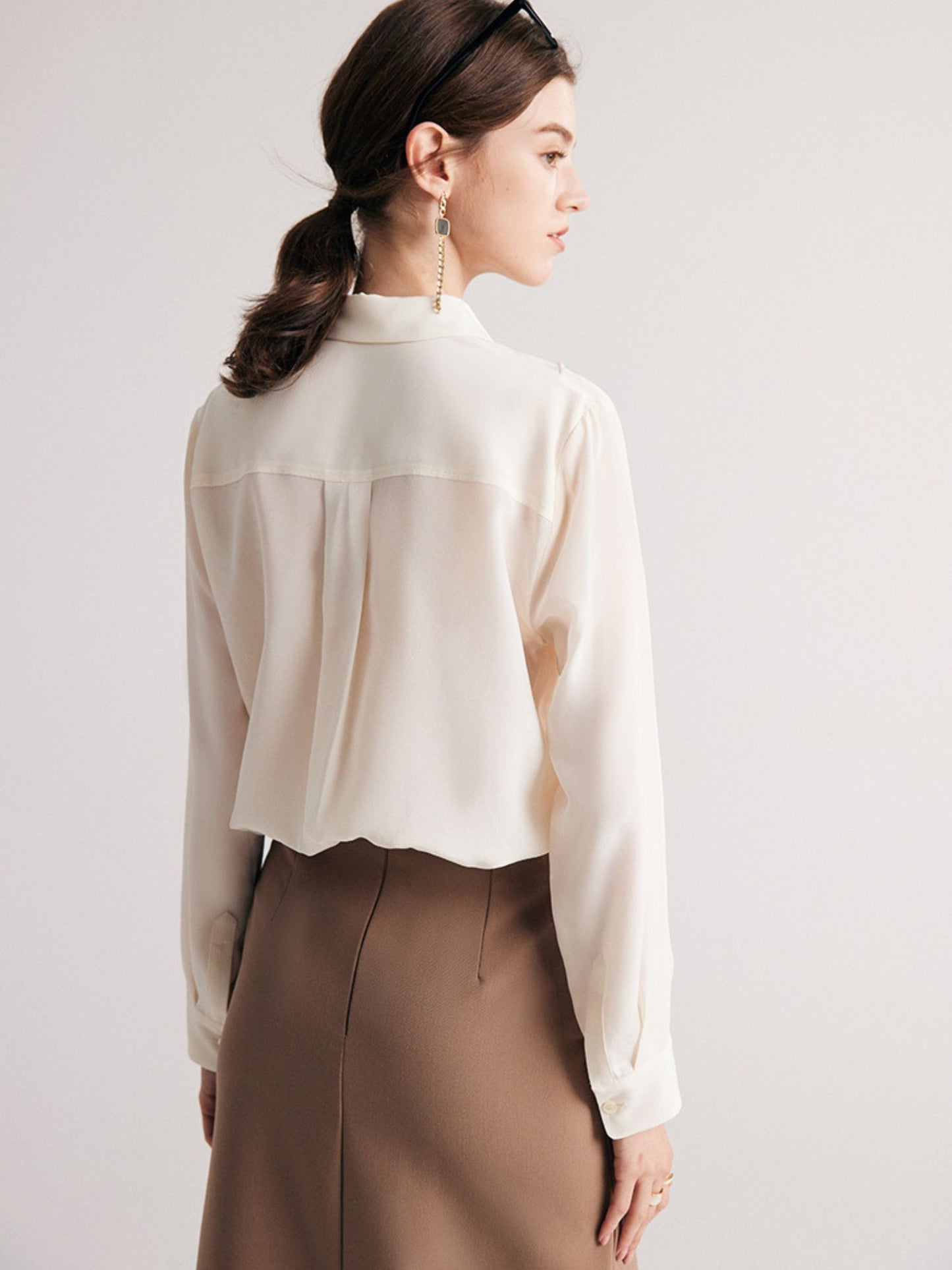 Blouse en Soie Rayée Texturée