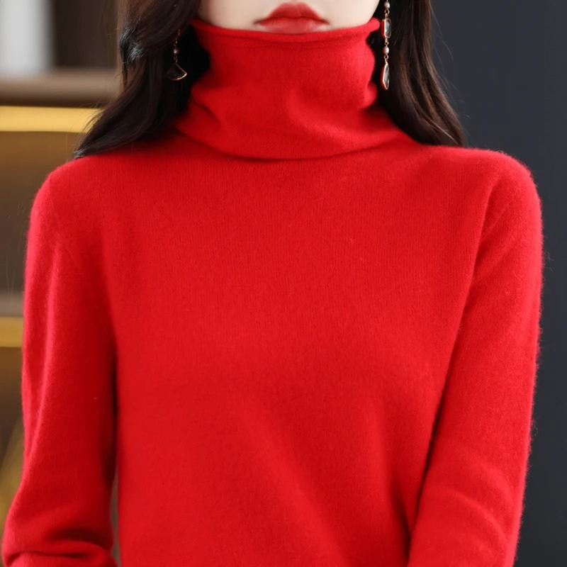 Levoire | Luxe Cachemire Pull Femme Doux Col Montant, Chaud & Élégant Rot