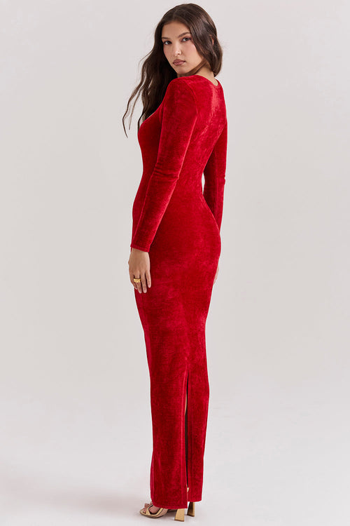 Levoire | Robe De Soirée Longue Avec Manches Longues Et Décolleté Plongeant