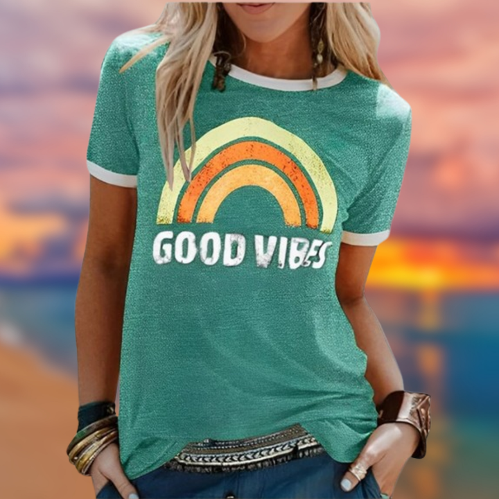 Levoire | T-Shirt femme "Good Vibes" Vert Émeraude