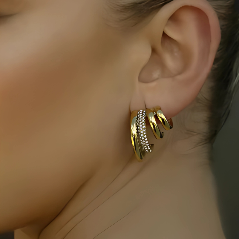 Levoire | Trois Boucles D'Oreilles En Zircon Or 2,55 cm