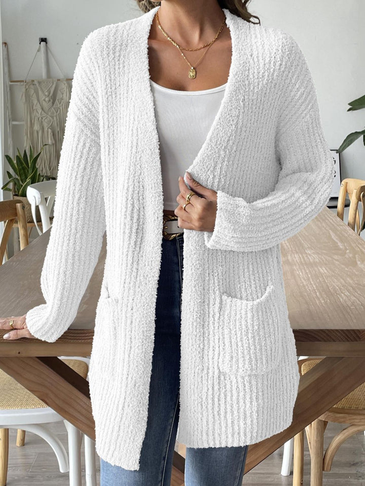 Levoire | Cardigan Ouvert Avec Fermeture À Nœud Manches Longues Blanc