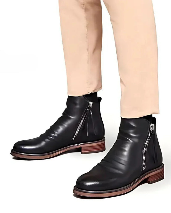 Levoire | Bottes En Cuir Unisexe Avec Fermeture Éclair Latérale NOIR