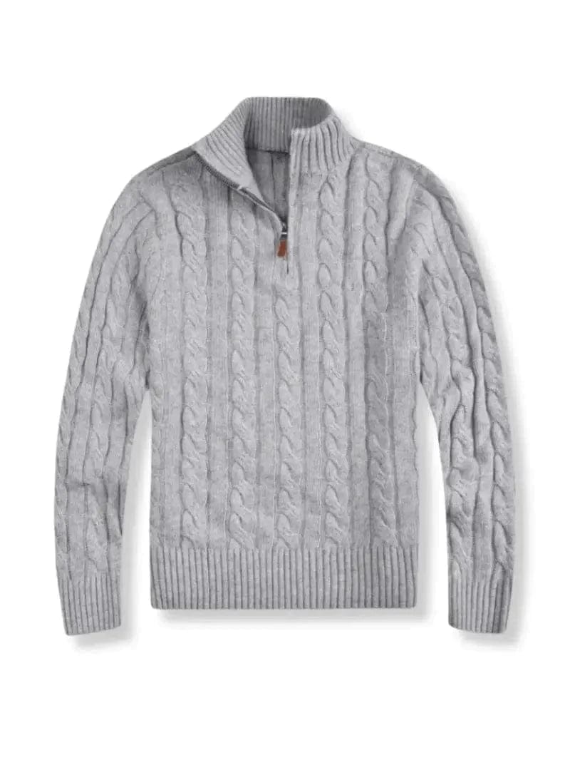Levoire | Pull en laine à col zippé à manches longues plus chaud Gris