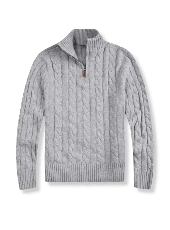 Levoire | Pull en laine à col zippé à manches longues plus chaud Gris