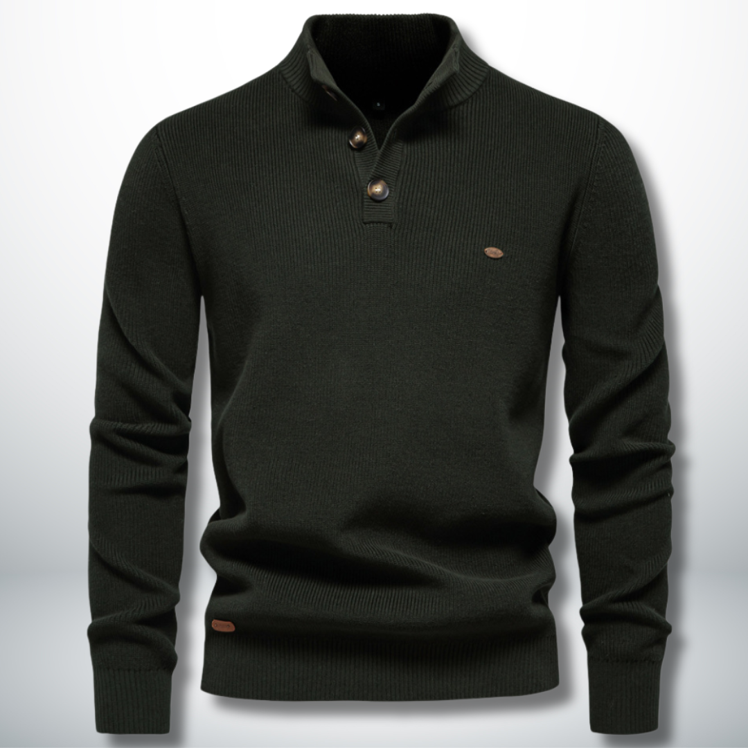Levoire | Pull élégant et confortable avec des boutons Vert Foncé