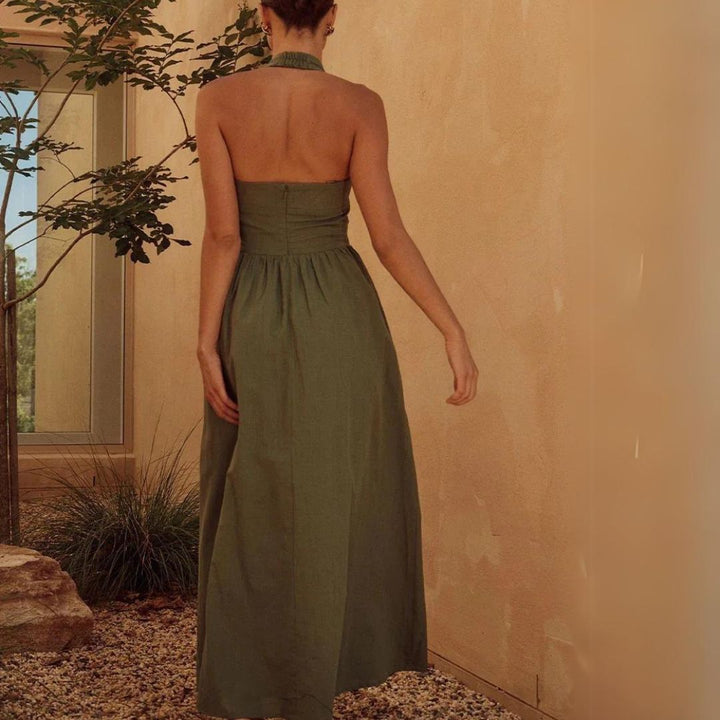 Levoire | Femme Robe longue élégante avec encolure ras du cou