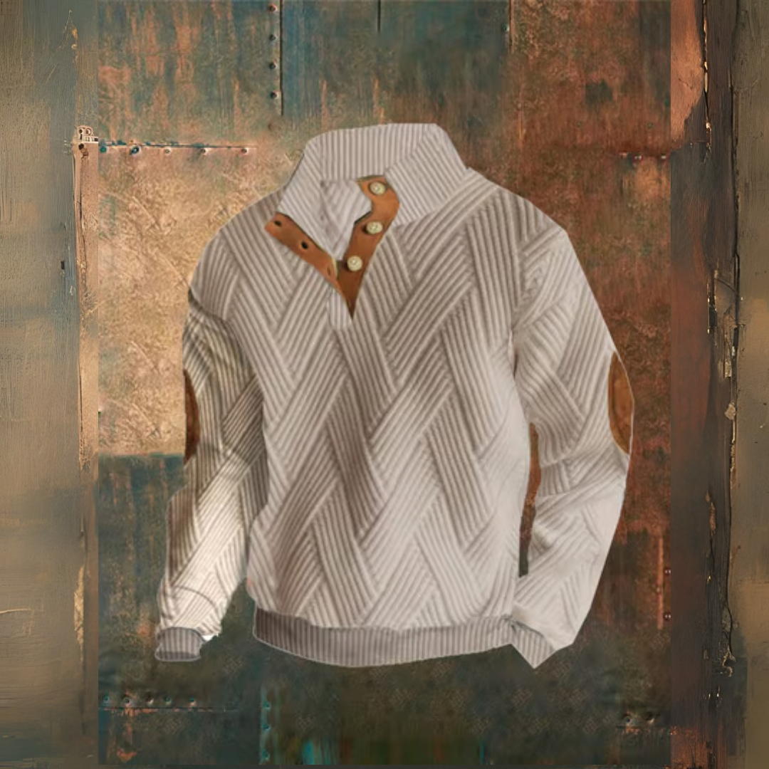 Levoire | Motif À Carreaux Pull À Boutons Décontracté Abricot