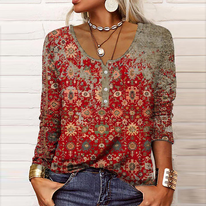 Levoire | Sweatshirt Élégant Avec Motif Aztèque Rot