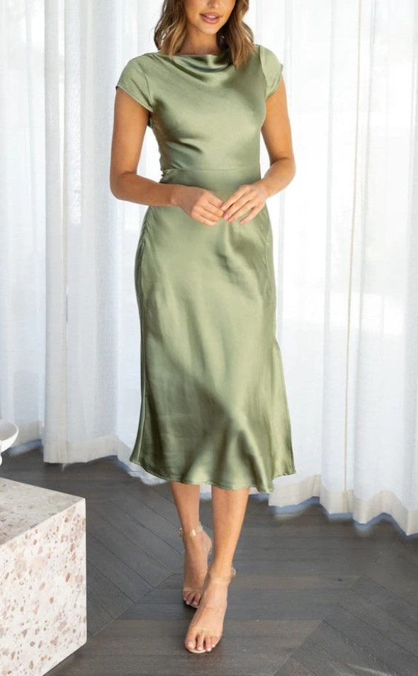 Levoire | Robe Femme Robe Midi Élégante Femme Avec Dos Nu Vert clair