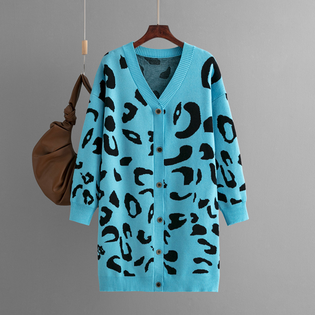 Levoire | Tricot Léopard Cardigan Taille unique Bleu
