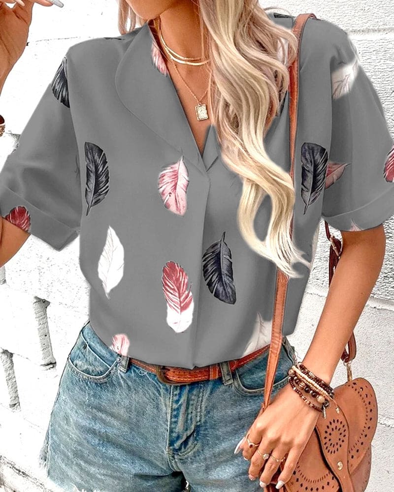 Levoire | Blouse Avec Plumes Et Manches Courtes