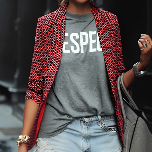 Levoire | Blazer À Carreaux Stylé À Manches Longues