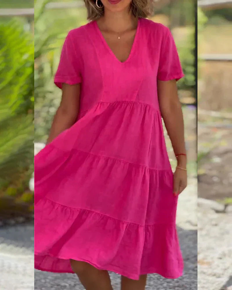 Levoire | Femme Robe Col V De Couleur Unie - Mini