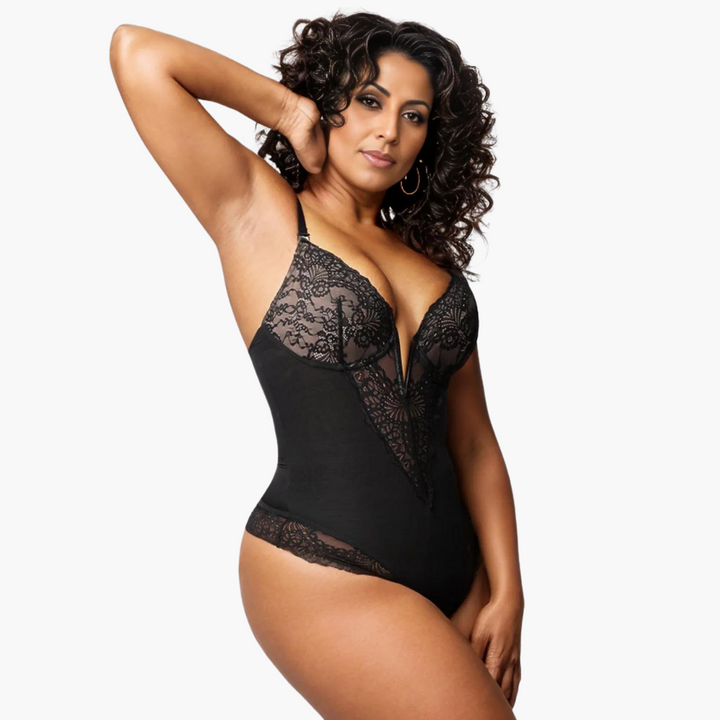 Levoire | Corp body string gainant avec décolleté en V profond et soutien-gorge intégré Noir