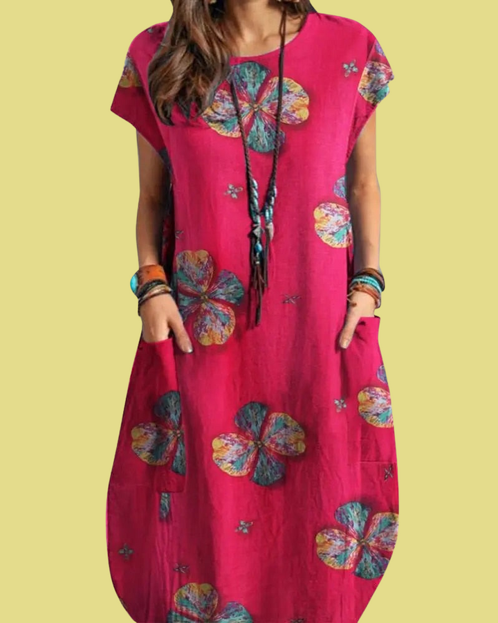 Levoire | Robe Midi Vintage Décontractée Rose