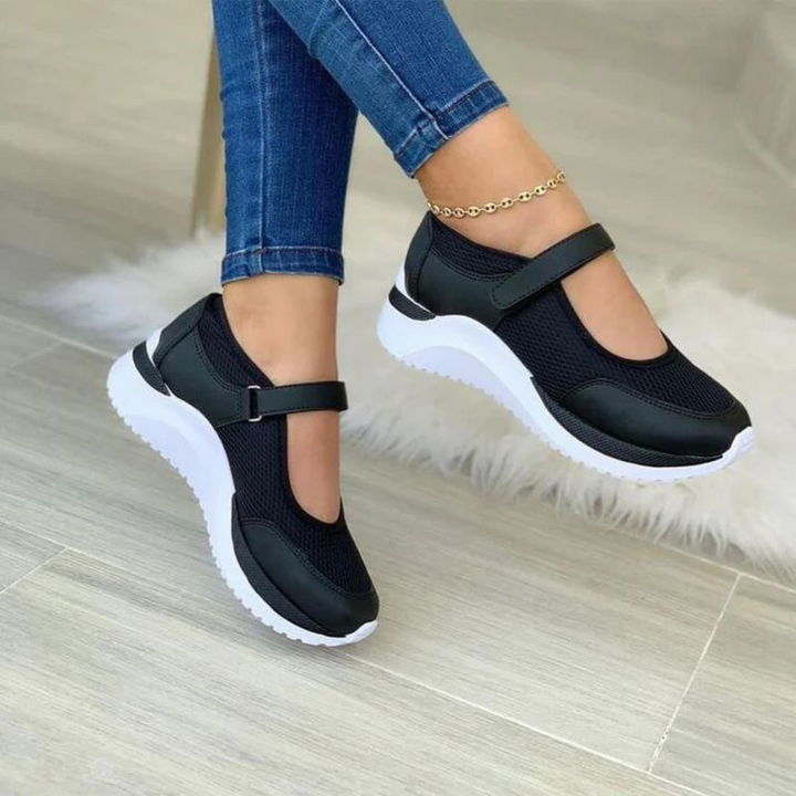 Levoire | Baskets Confortables Pour - Femmes - Sangle Velcro Noir