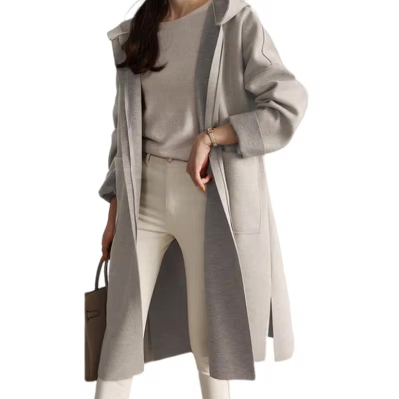 Levoire | Long Manteau Avec Capuche Et Design Ouvert Beige