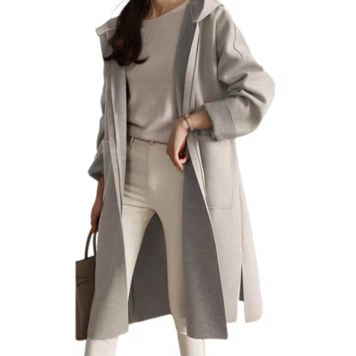 Levoire | Long Manteau Avec Capuche Et Design Ouvert Beige